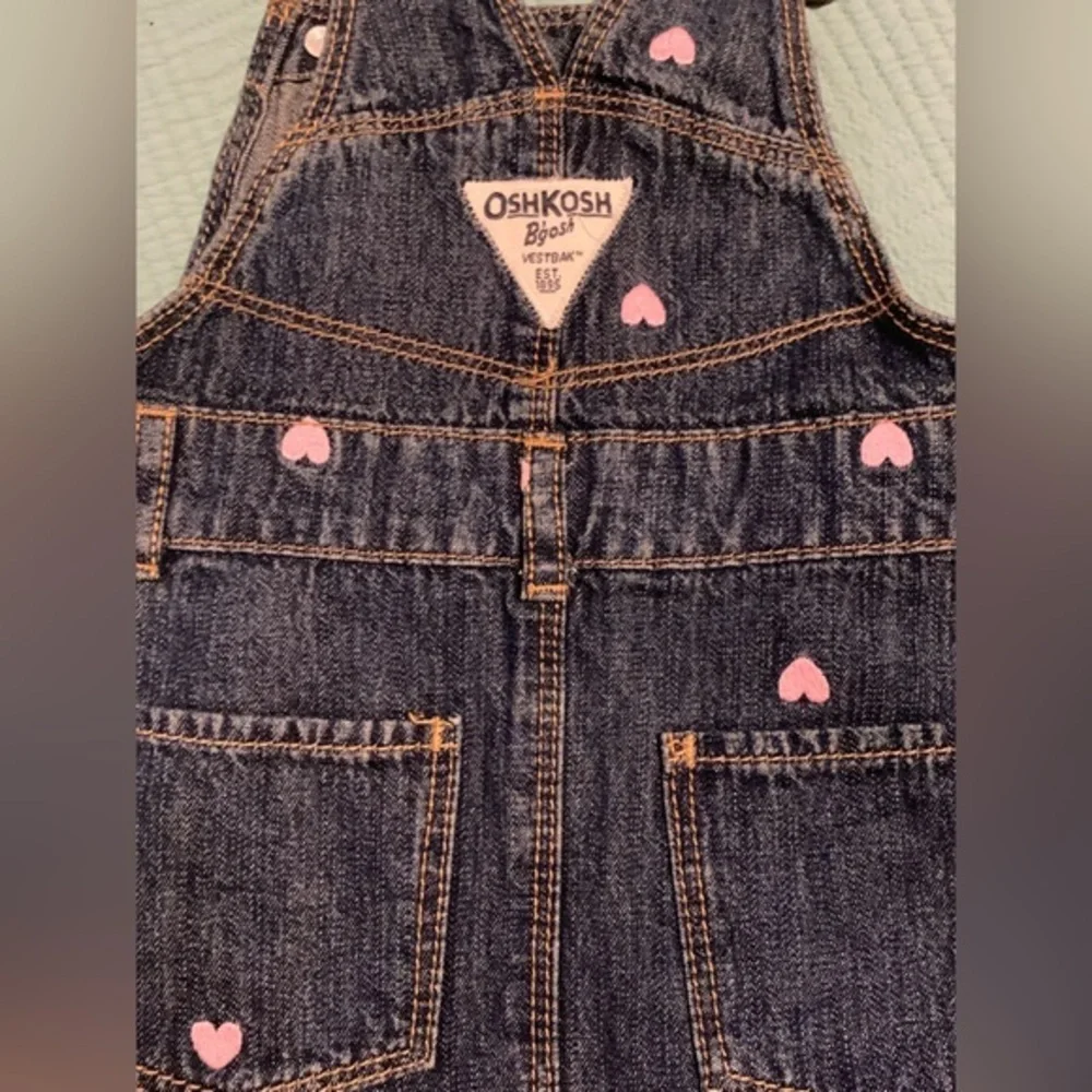 Oshkosh  B'gosh vest bak girls 18m jean jumper‎ dress hearts y2k valentines